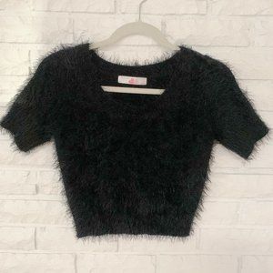 American Apparel Fuzzy Black Cropped Top
